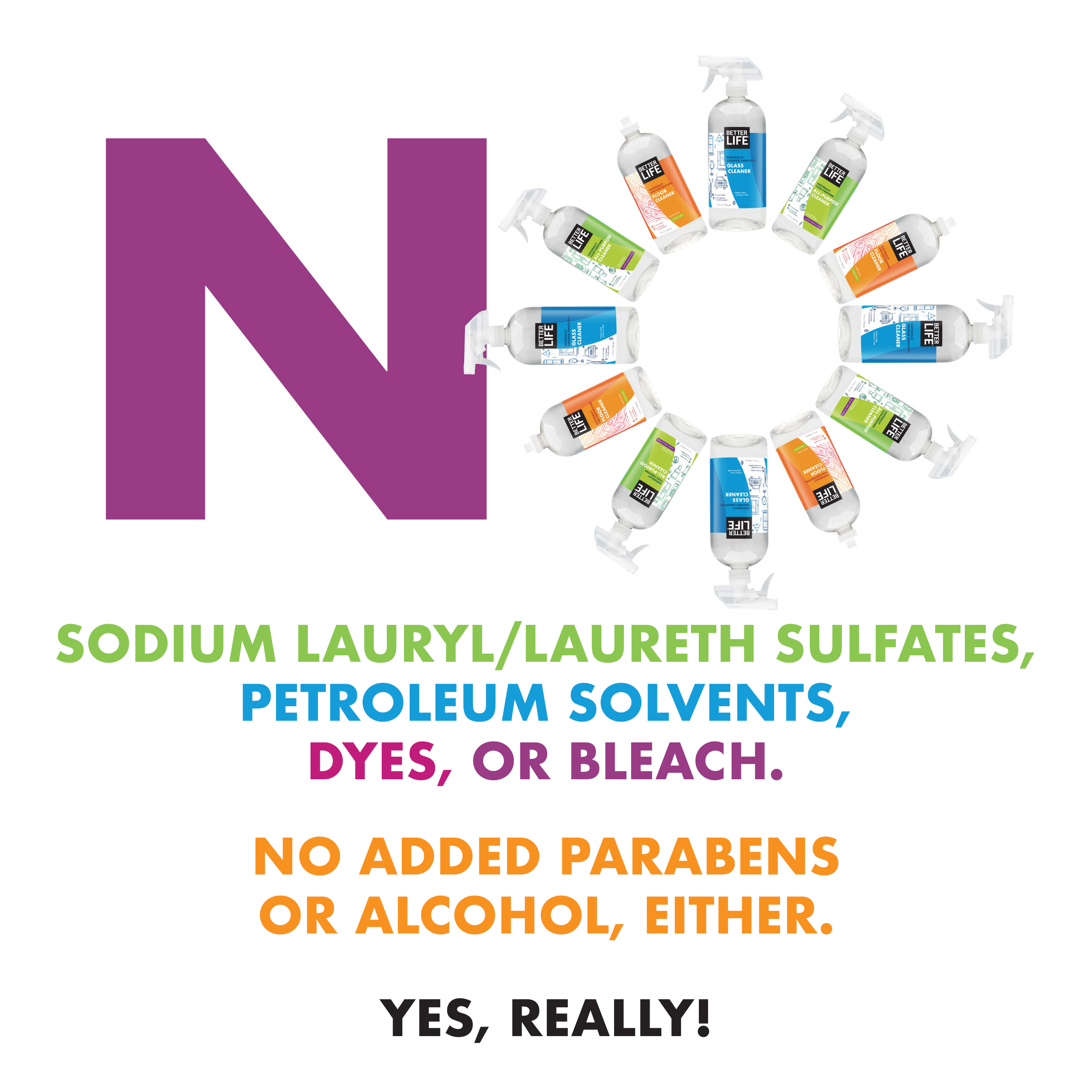 No sodium lauryl sulfate, petroleum solvents, detergents, or bleach.