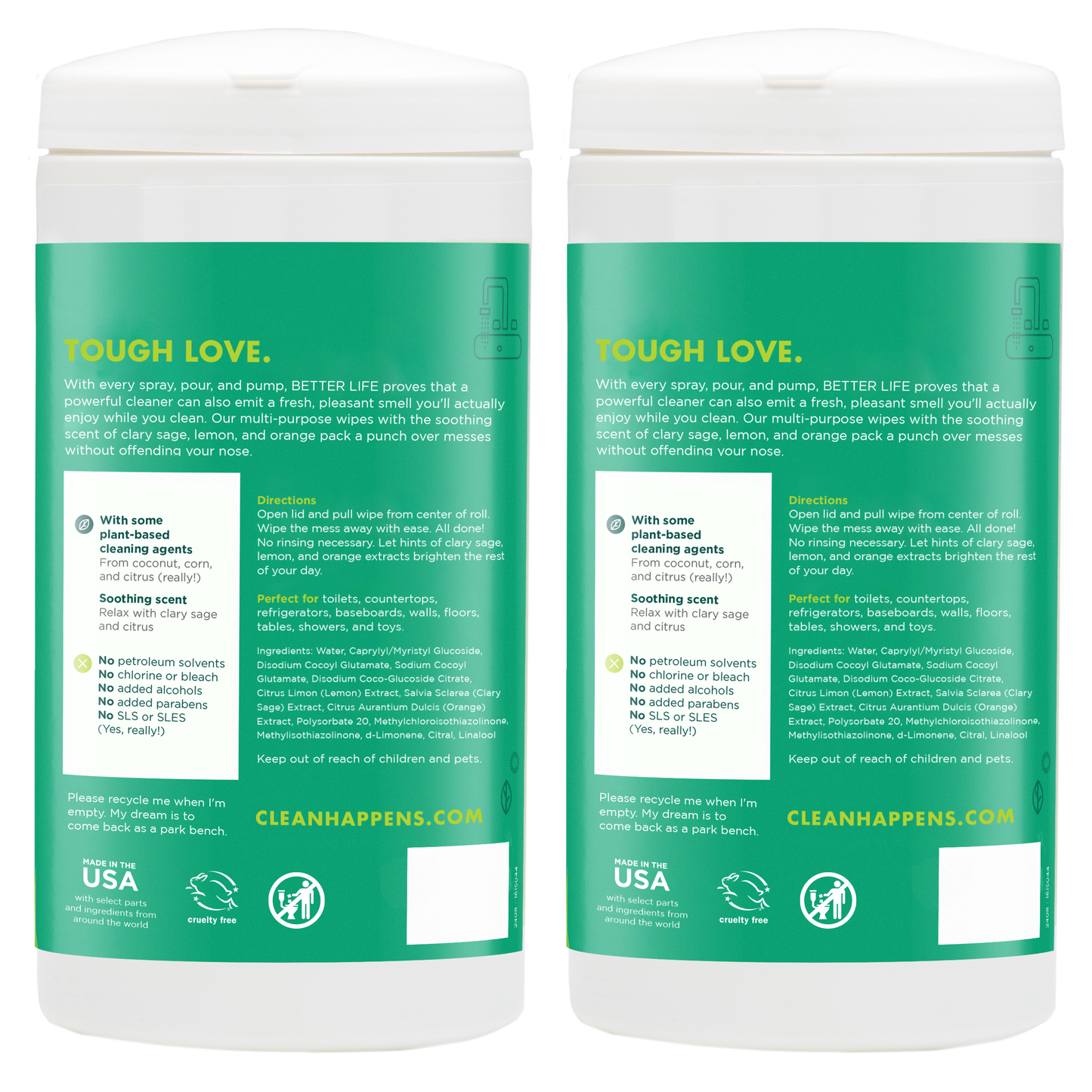 Better Life cleaning wipes- Pack of 2 back